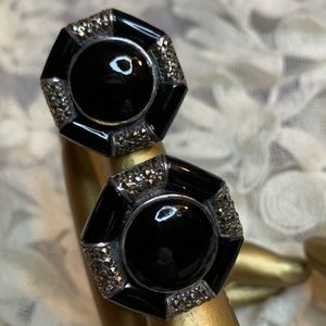 Vintage Jet and Marcasite Earrings
